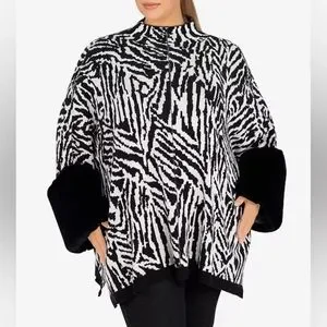 Ruby Rd. | Sweaters | Nwt Beautiful Ruby Rd Animal Print Faux Fur Trim ...